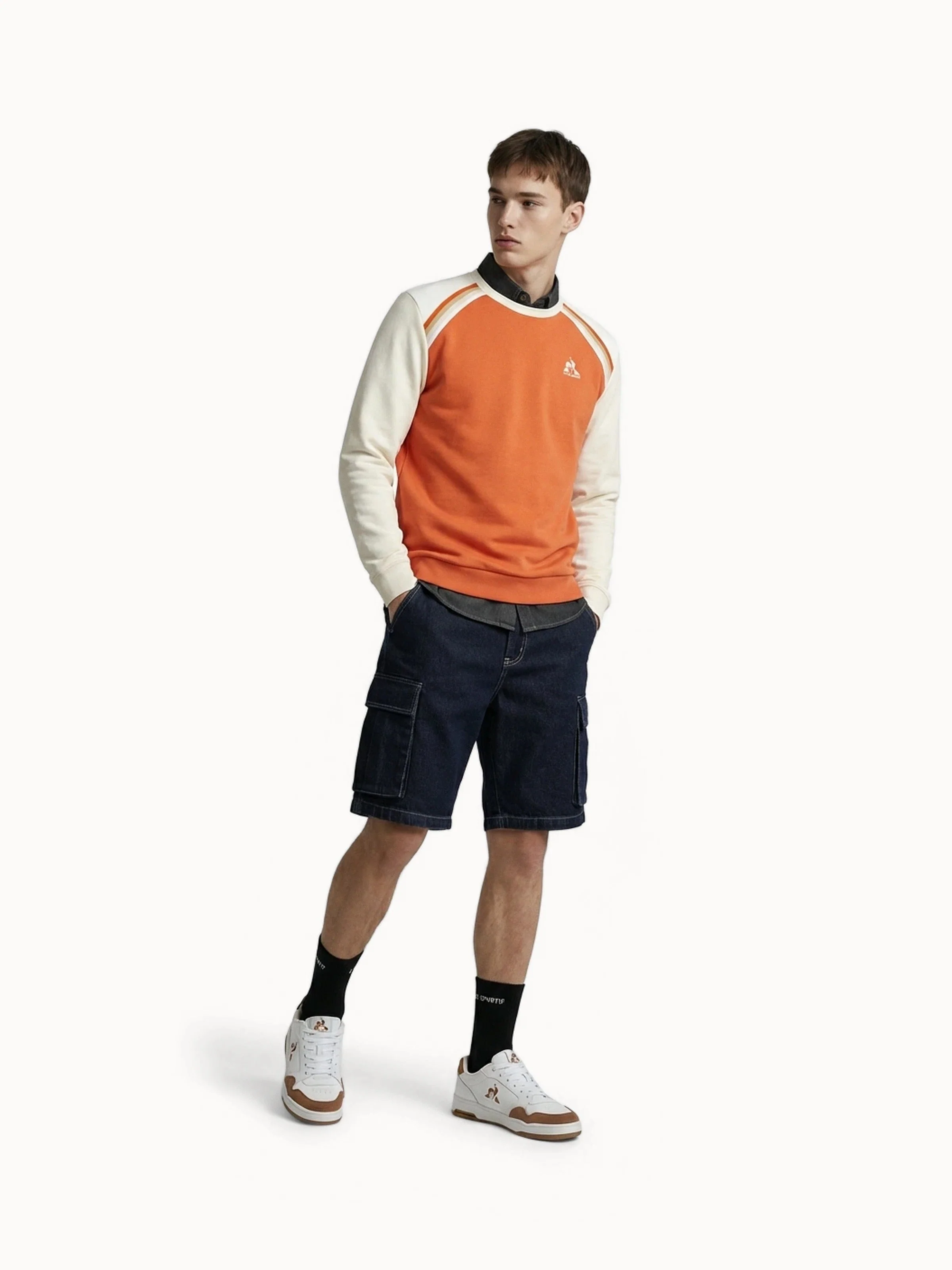 Sweat double face bicolore et bandes épaules tricotées - Image 4