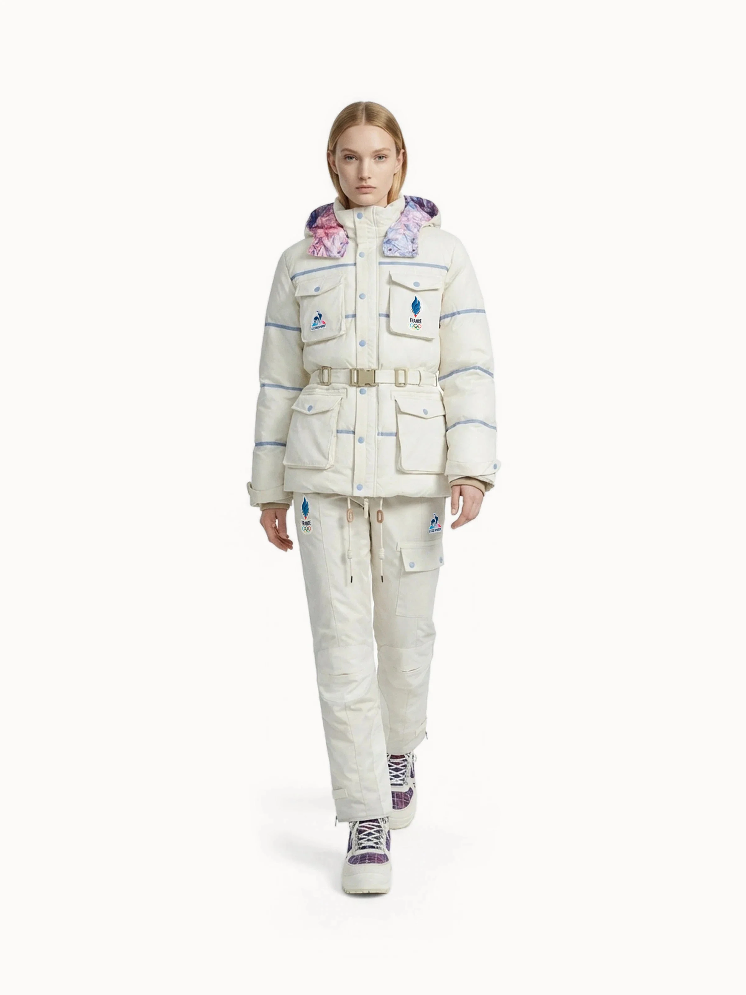 Doudoune saharienne à capuche chaude et déperlante et doublure impression Montagne JO Milano-Cortina - Image 6